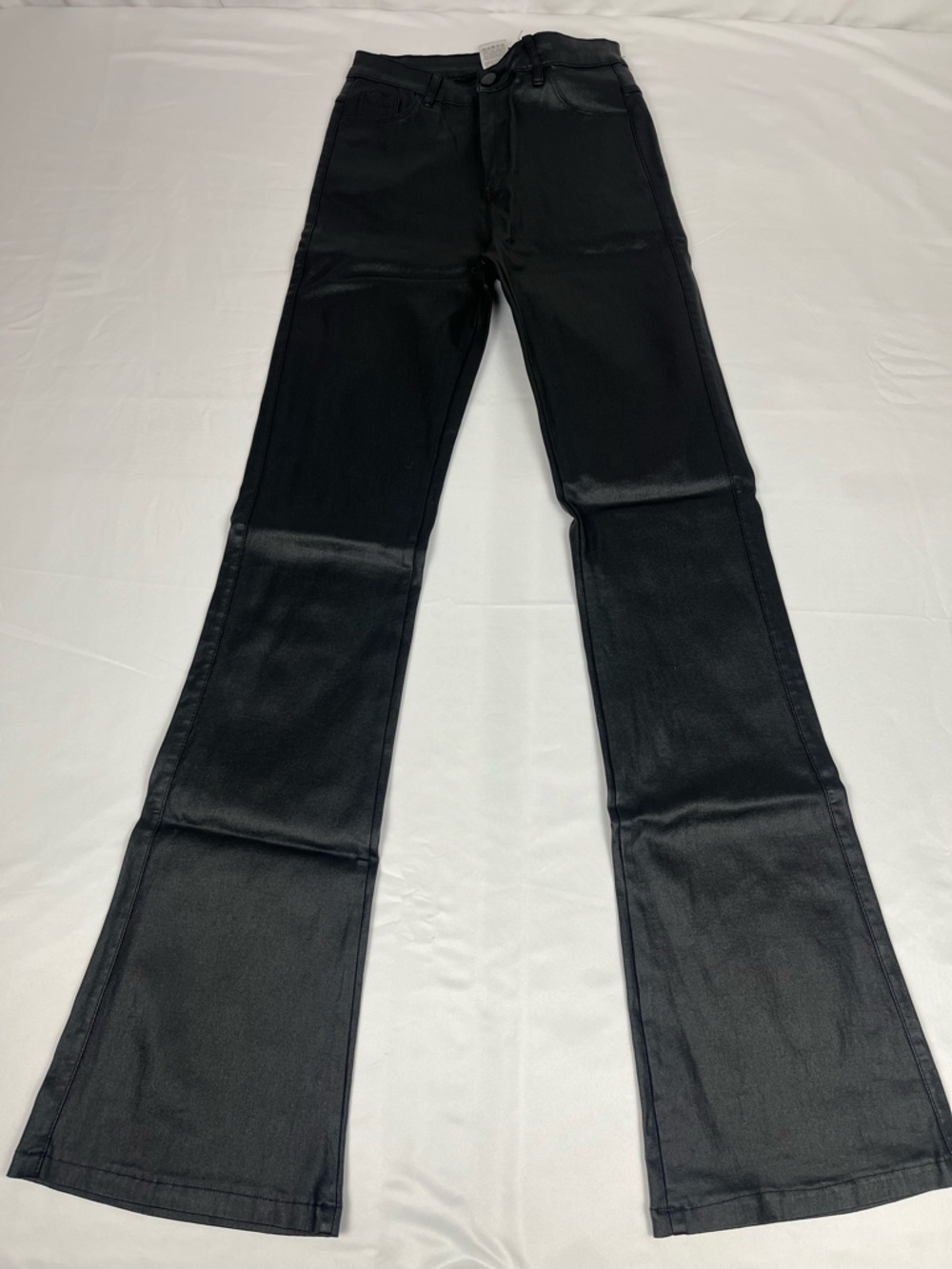 Women’s Black Faux Leather Flare Pants Size XS High Waist Trendy